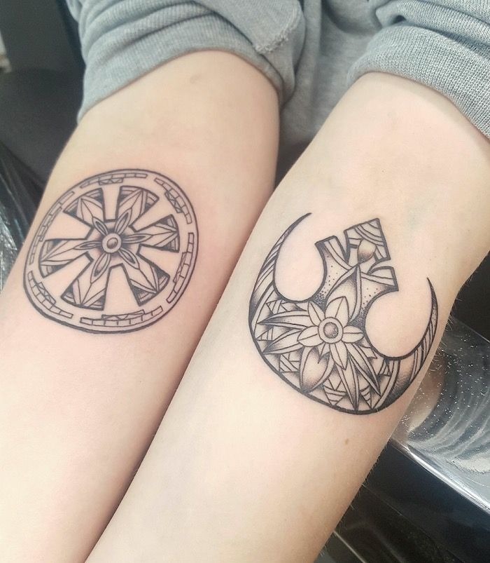 Matching Rebel and Imperial Floral Tattoos Tattoo Design
