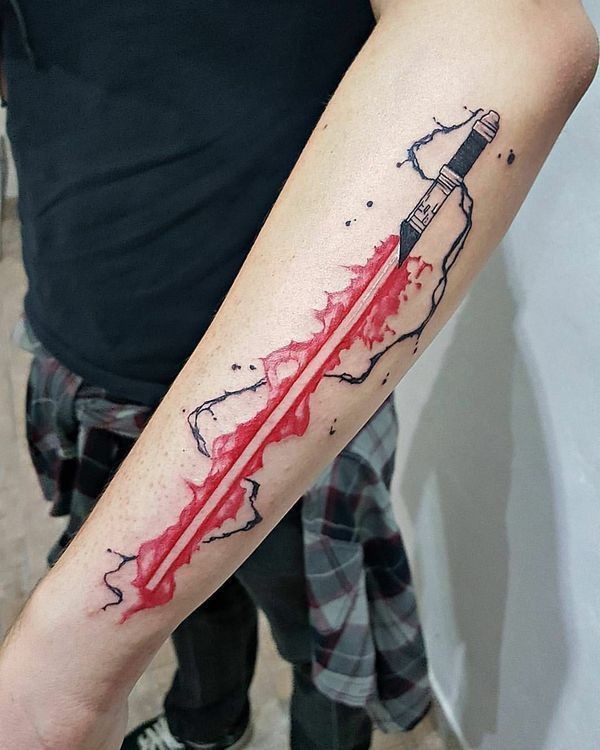 Red Lightsaber Watercolor Tattoo Tattoo Design