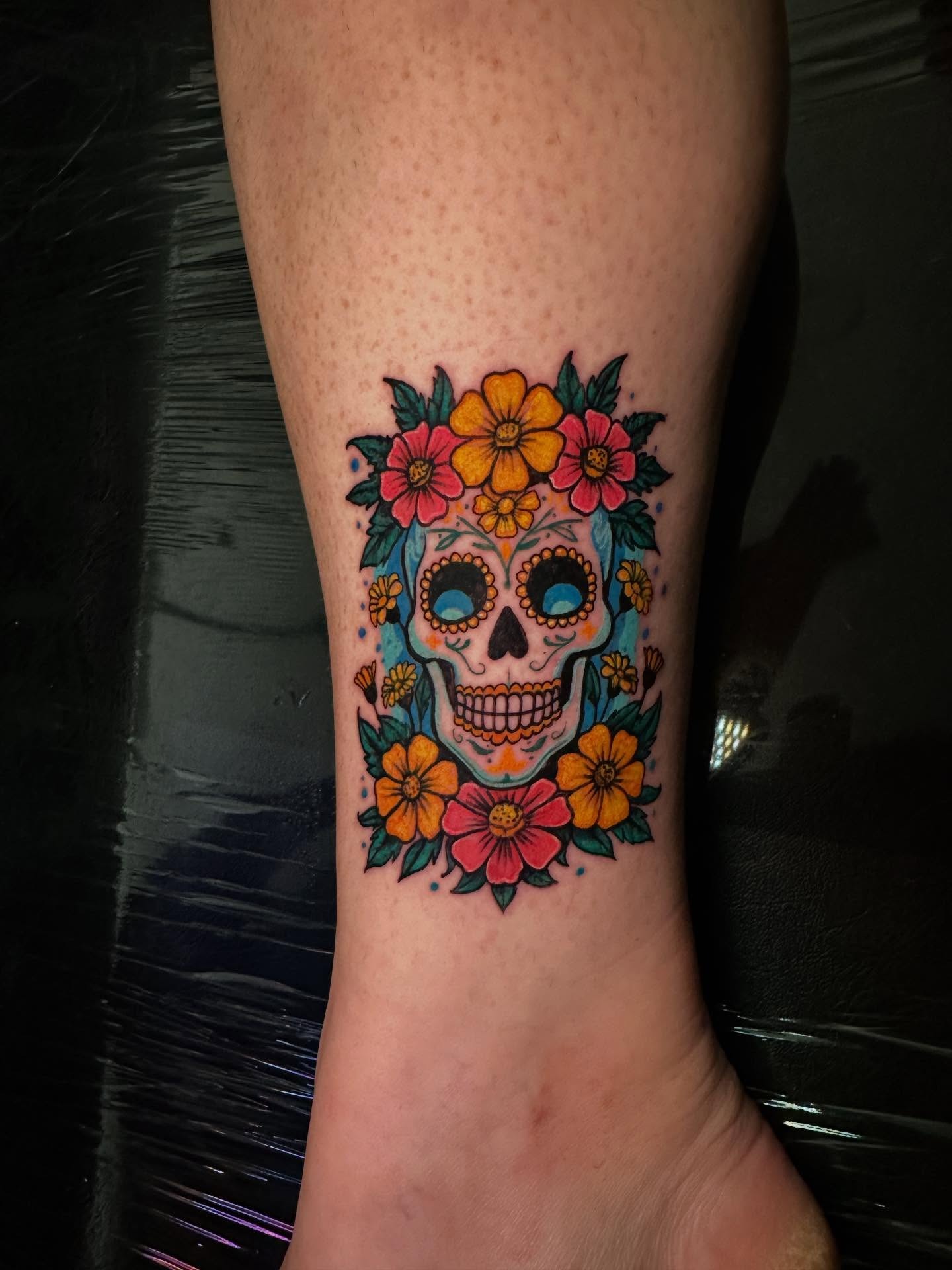 Floral Crown Sugar Skull Tattoo Tattoo Design