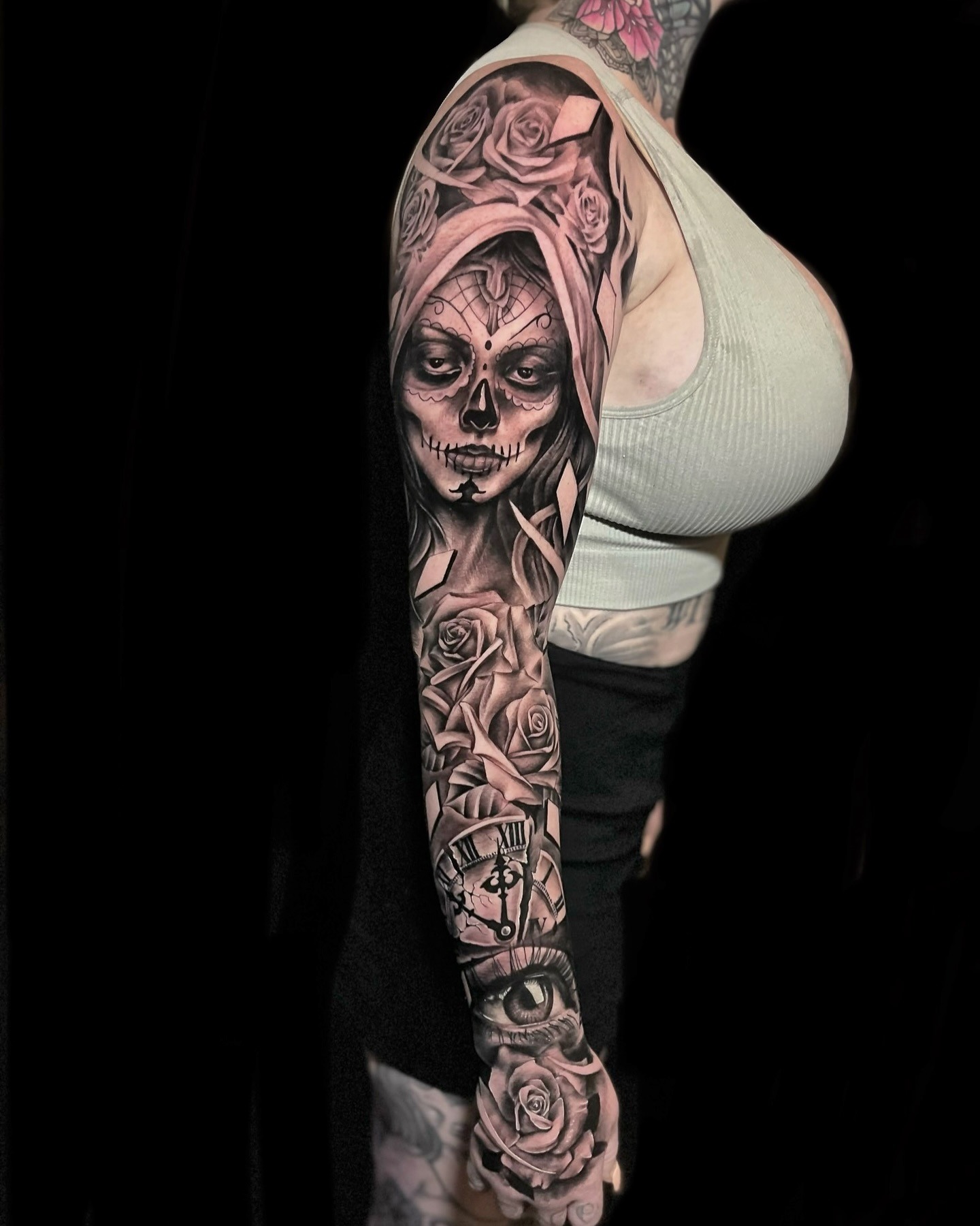 Full Sleeve Sugar Skull Tattoo Tattoo Design