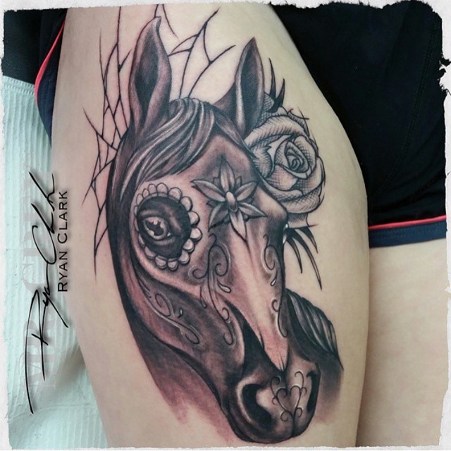 Horse Sugar Skull Portrait Tattoo Tattoo Design