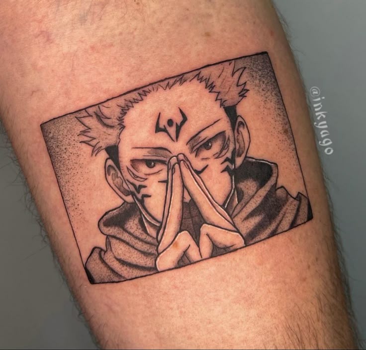 Framed Sukuna in Cursed Calm Tattoo Design