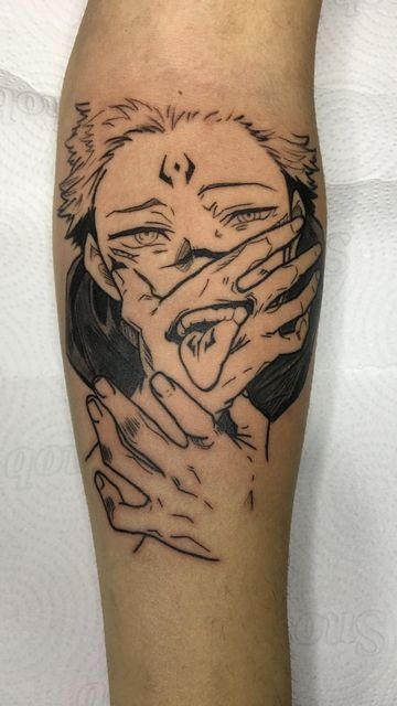 Geometric Frame Sukuna Profile Tattoo Tattoo Design