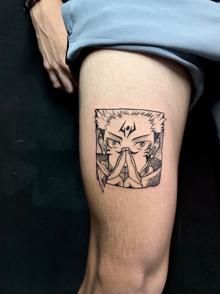 Manga-Strip Sukuna Narrative Tattoo Design