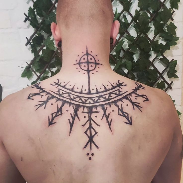 Nordic Protection Back Sigil Tattoo Design