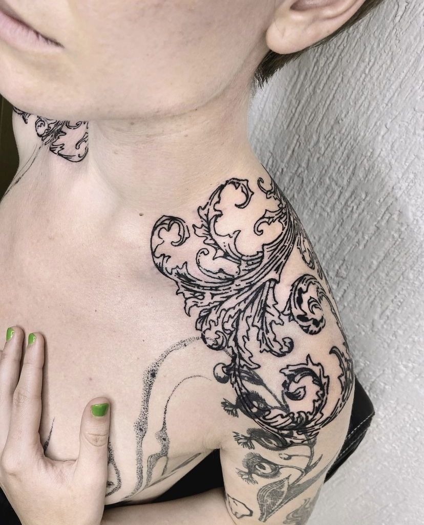 Delicate Floral Hand and Finger Work Tattoo Design
