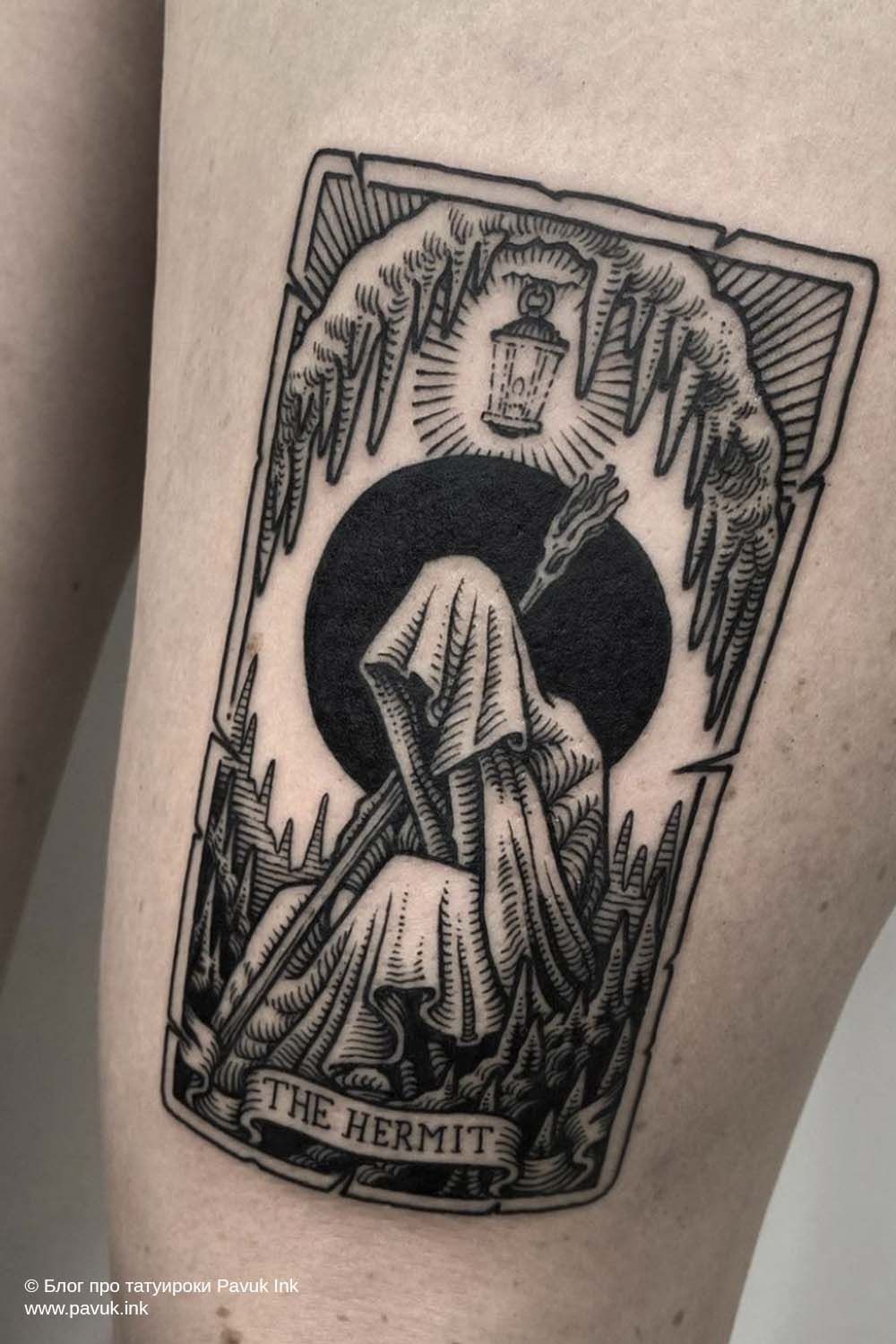 "The Hermit" Tarot-Inspired Frame Tattoo Design