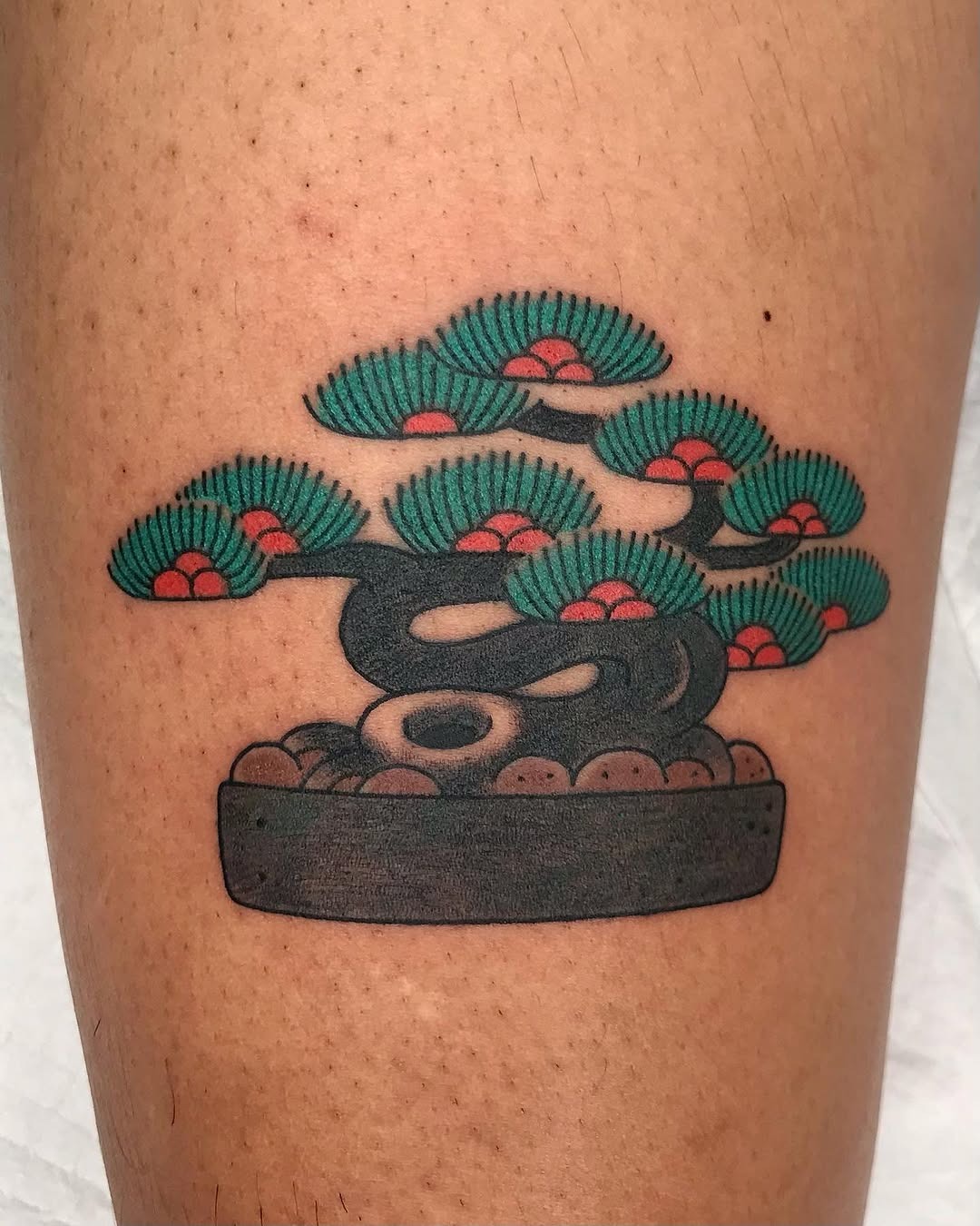 Colorful bonsai tattoo with intricate detailing Tattoo Design
