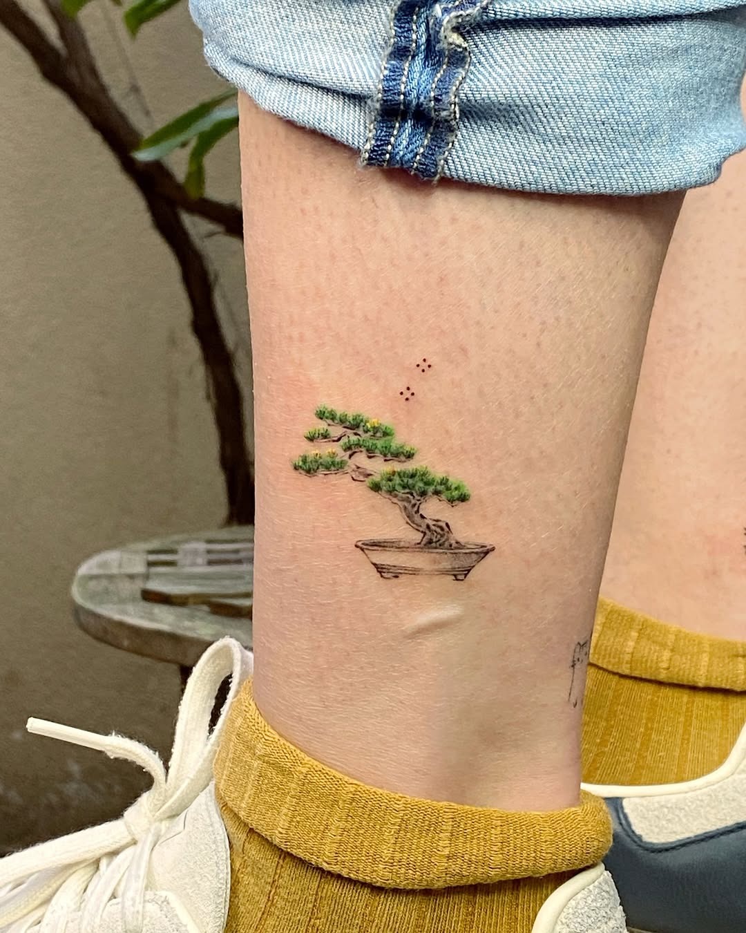Elegant Bonsai Tattoo on the Ankle Tattoo Design
