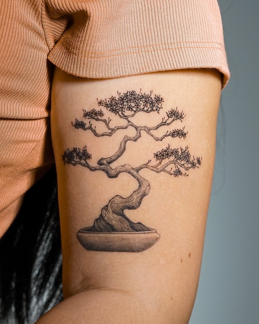 Elegant bonsai tree tattoo with intricate details Tattoo Design