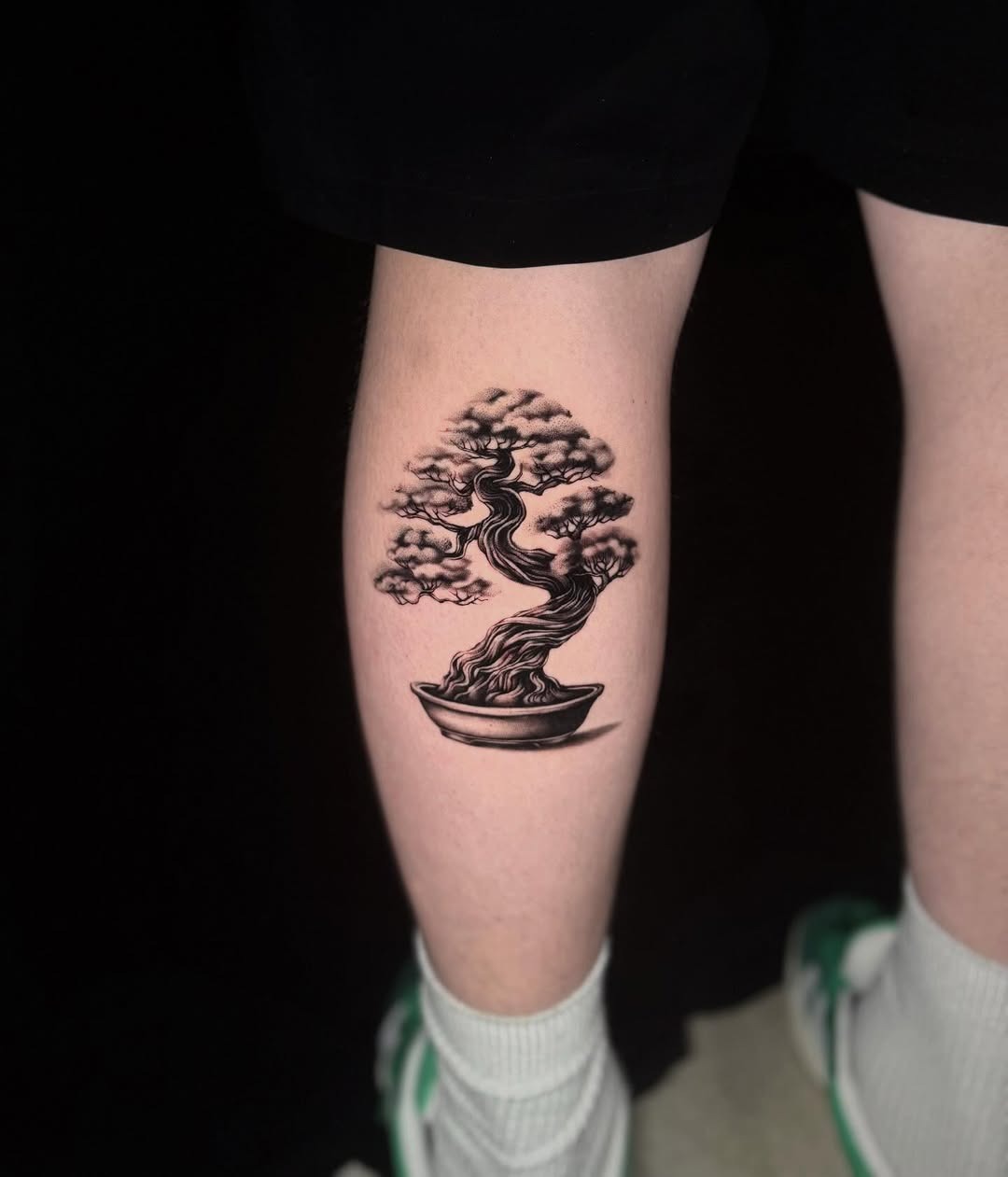 Intricate bonsai tattoo in black and gray Tattoo Design