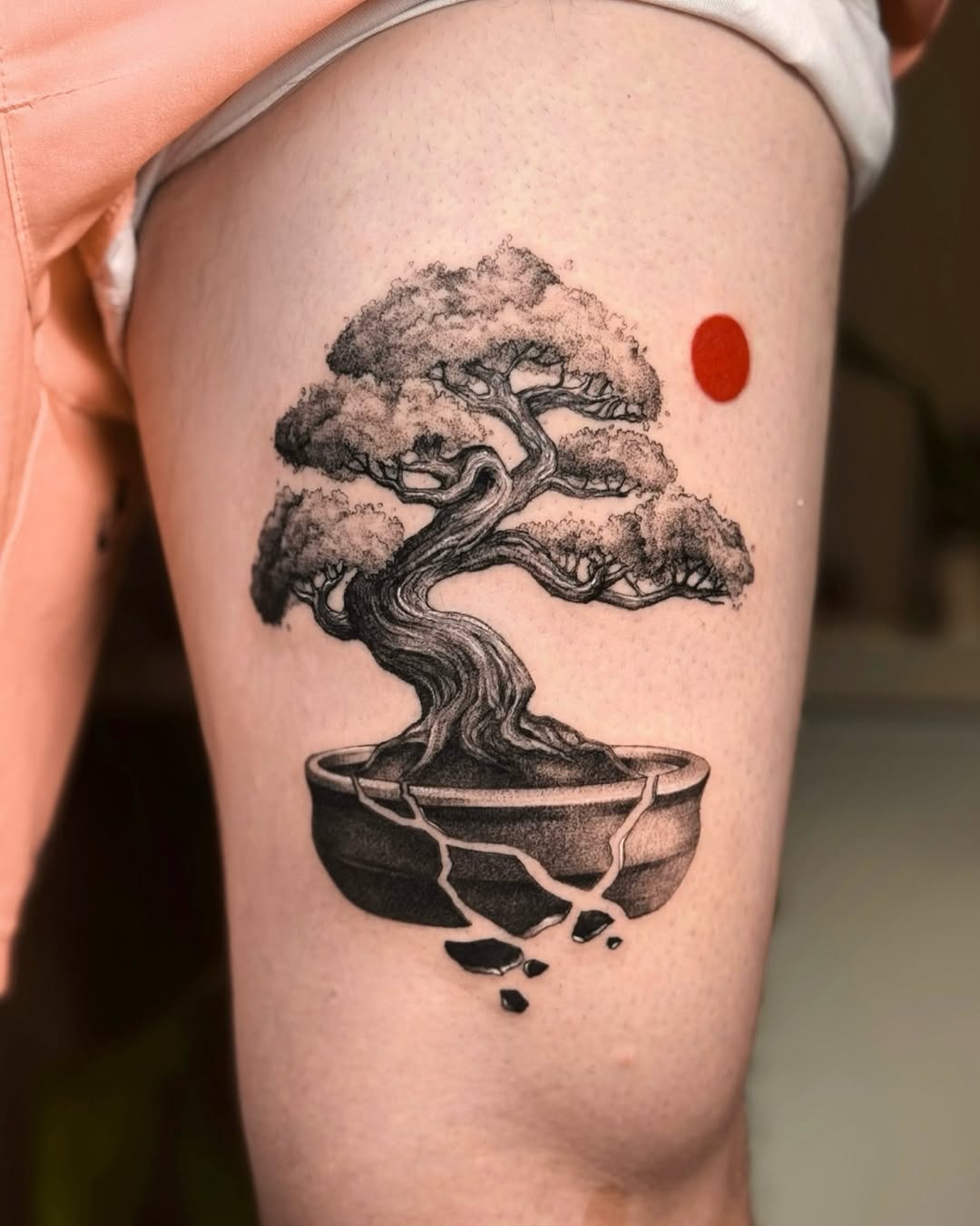 Stunning Bonsai Tattoo with Artistic Elements Tattoo Design