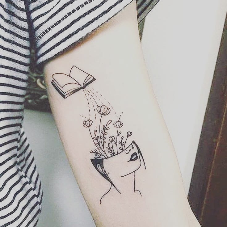 Blooming Mind from Books Tattoo Tattoo Design