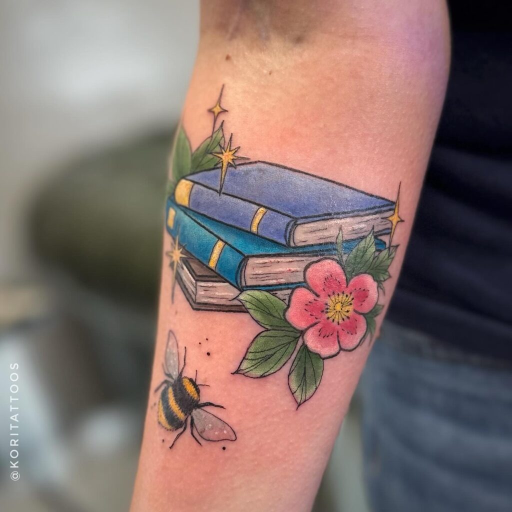 Bright Books and Bumblebee Tattoo Tattoo Design
