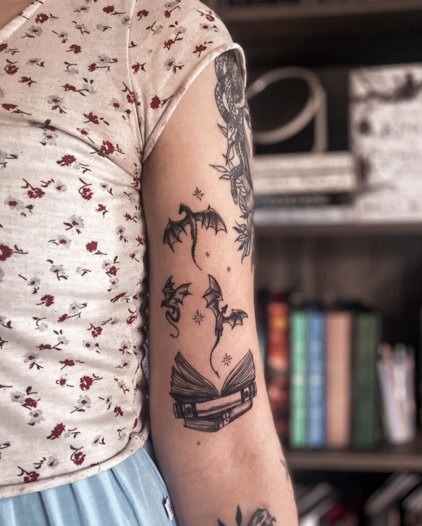Dragons of Fantasy Book Tattoo Tattoo Design