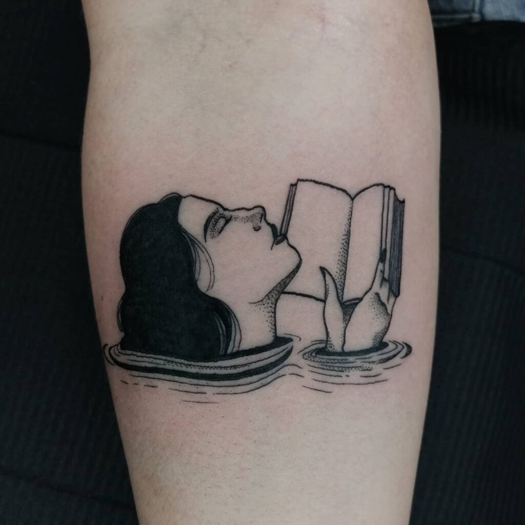 Drowning in a Good Book Tattoo Tattoo Design