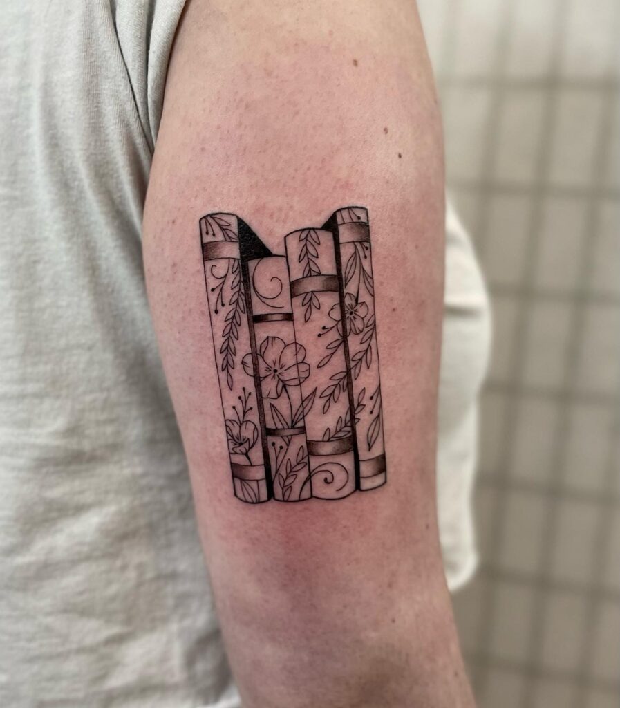 Floral Bookshelf Tattoo Tattoo Design