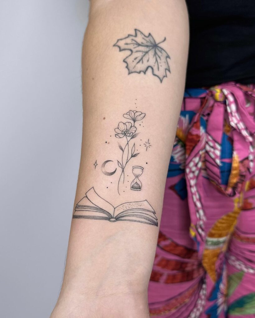 Flower Sprouting Book Tattoo Tattoo Design