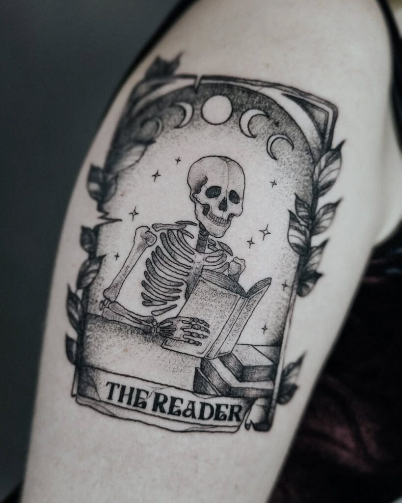 Moon Phases Skeleton Reader Tattoo Tattoo Design