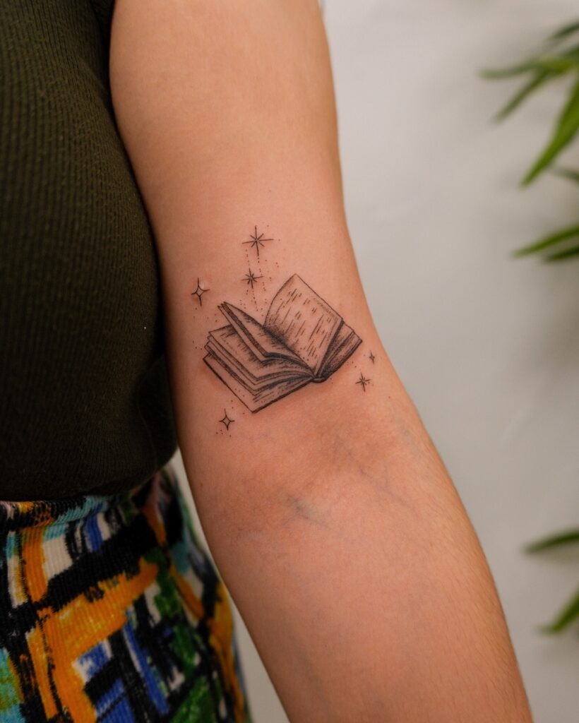 Sparkling Open Book Tattoo Tattoo Design