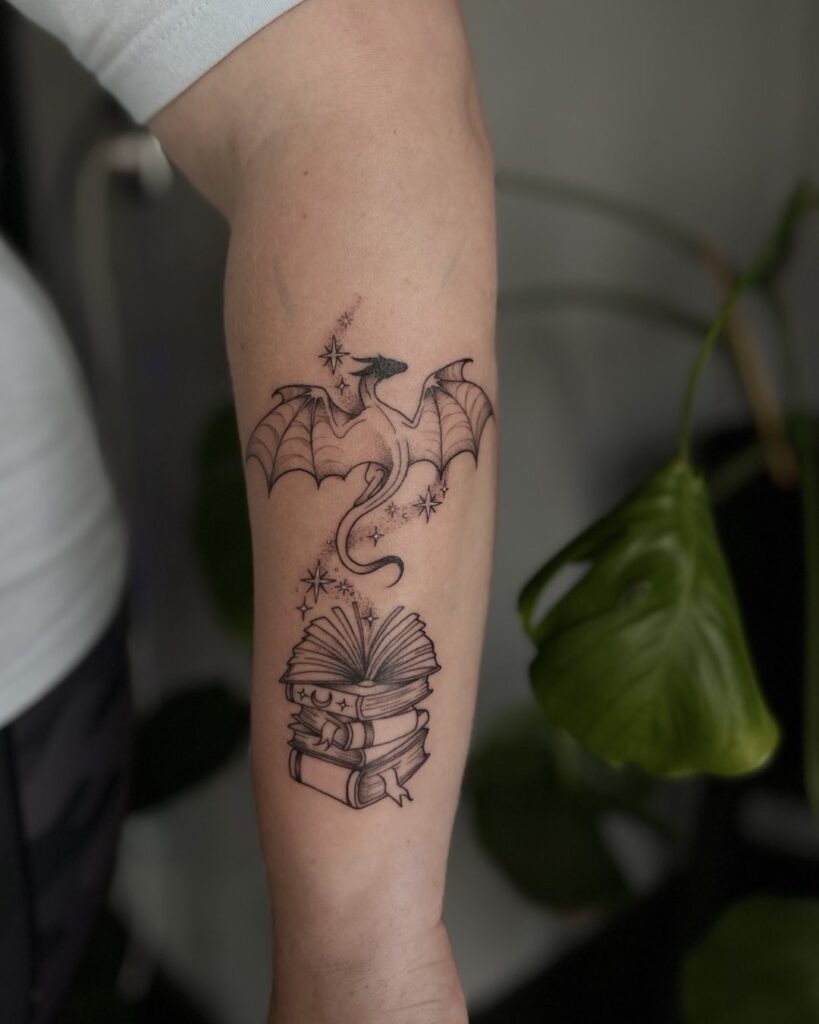 Storybook Dragon Escape Tattoo Tattoo Design