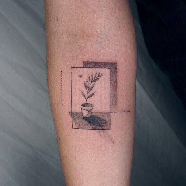Abstract Botanical Frame Tattoo Tattoo Design