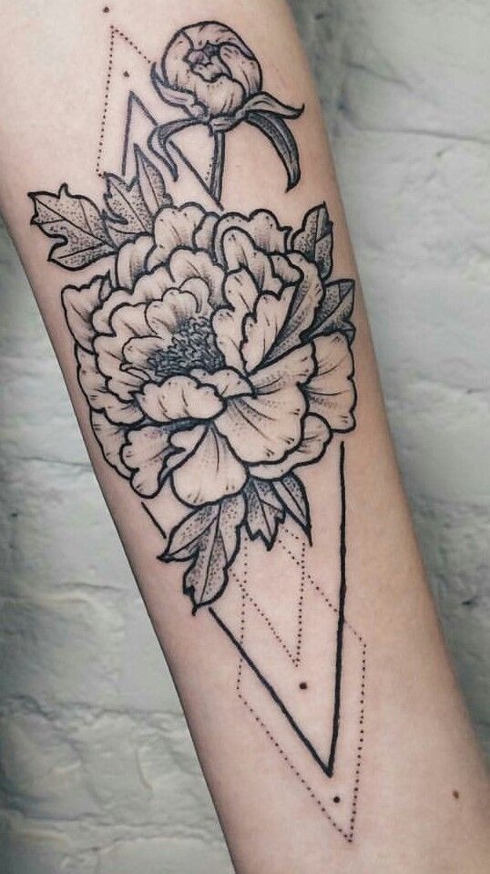 Geometric Floral Blackwork Design Tattoo Design