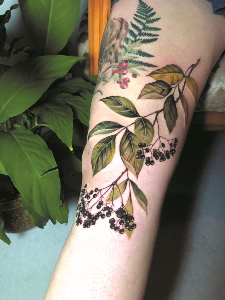 Lush Botanical Branch Sleeve Tattoo Design