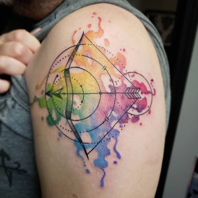 Beflowered Moon Tattoo and Bejeweled Arrow, Arrow Tattoo Tattoo Design
