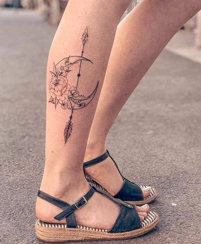 Floral Illusion Bow and Arrow Tattoo Tattoo Design