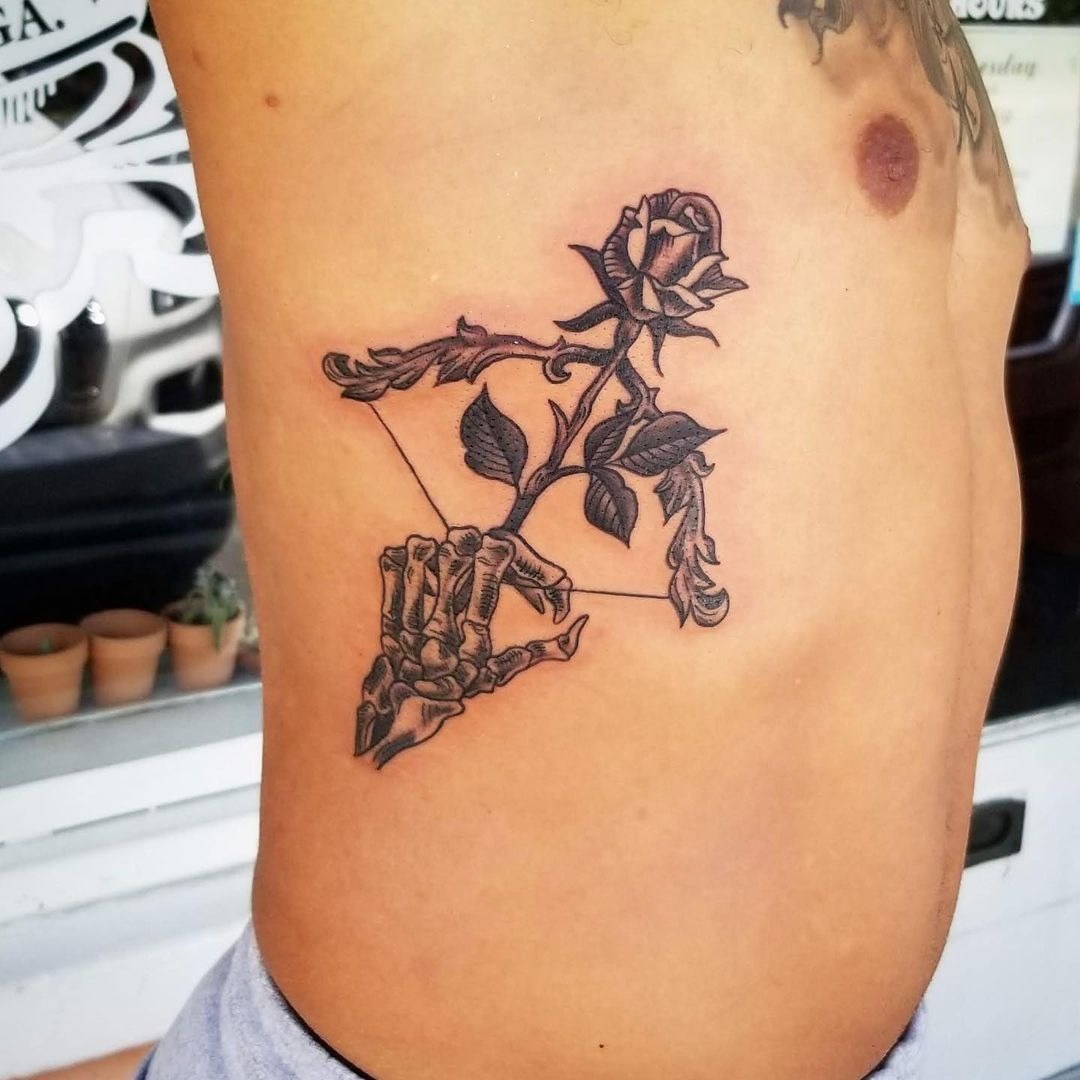 Goth Skeleton Tattoo Archer with Rose Arrow Tattoo Tattoo Design
