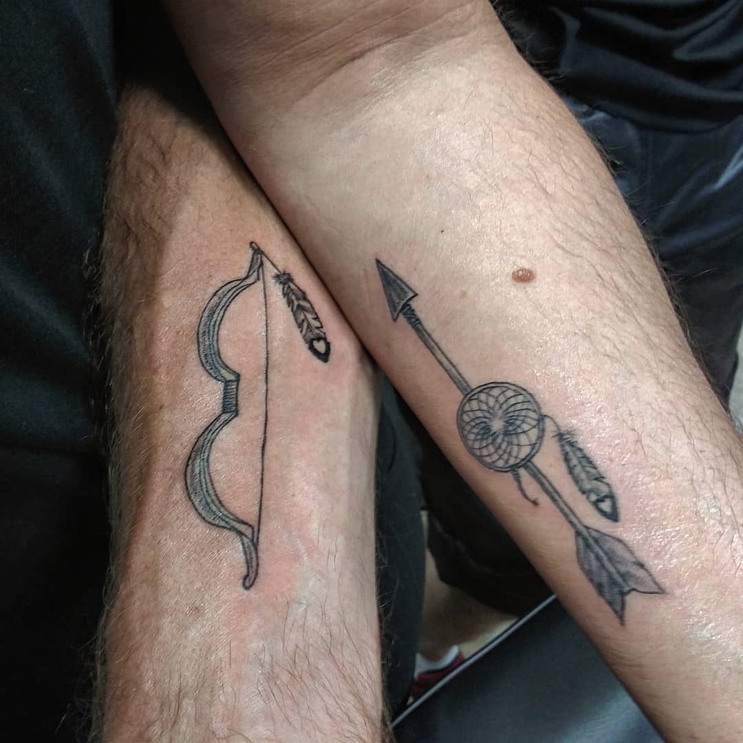 Native American Feather Tattoo Bow & Dreamcatcher Arrow Tattoo Tattoo Design