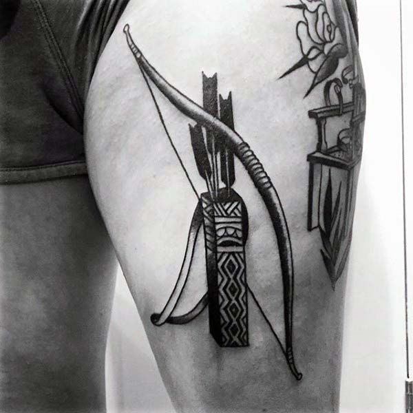 Tribal Bow Tattoo and Quiver Thigh Design Arrow Tattoo Tattoo Design