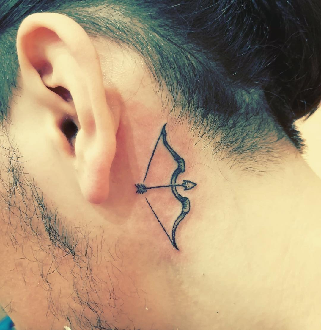 Work Friendly Tattoo Behind the Ear Bow Arrow Tattoo Tattoo Design