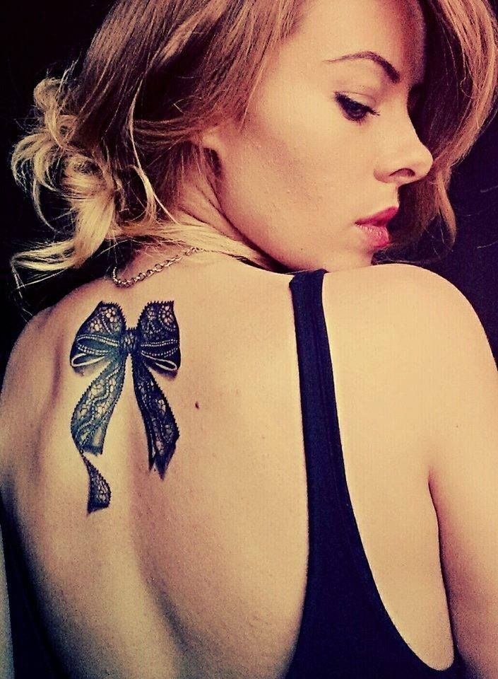 Black Lace Bow Tattoo Design