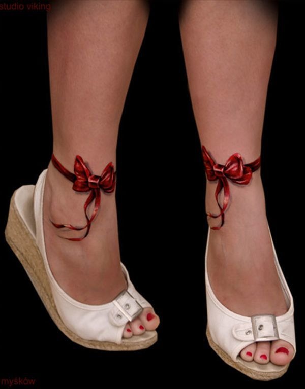 Curly Red Ribbons Tattoo Design