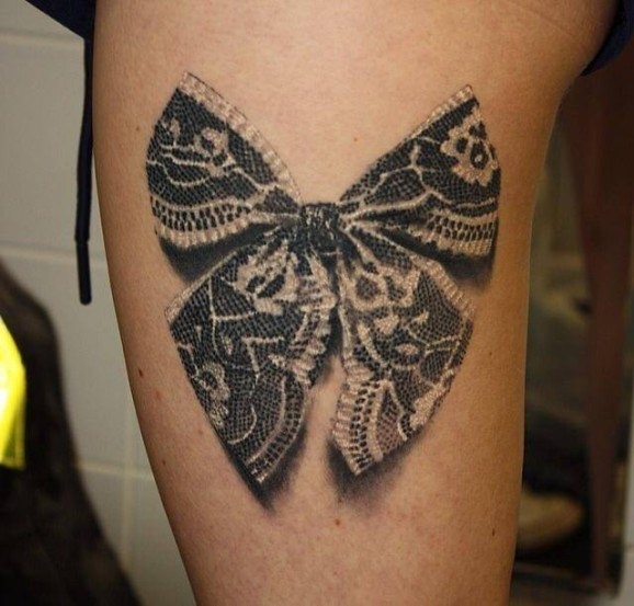 Heavy Lace Bows Tattoo Design