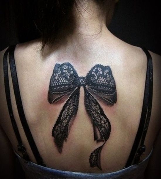 Large Black Lace Bow Design Tattoo Design