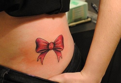 Medium-Size Red Bow Tattoo Design