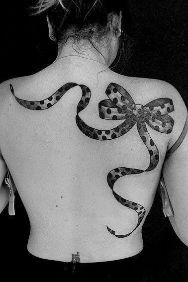 Old-Fashioned Black and White Polka Dots Tattoo Design