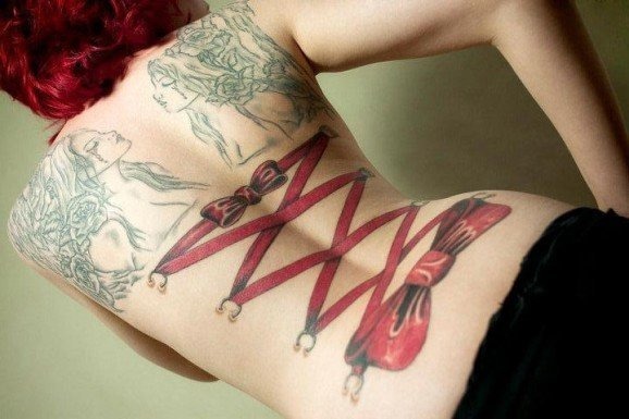 Red Corset Tattoo Design
