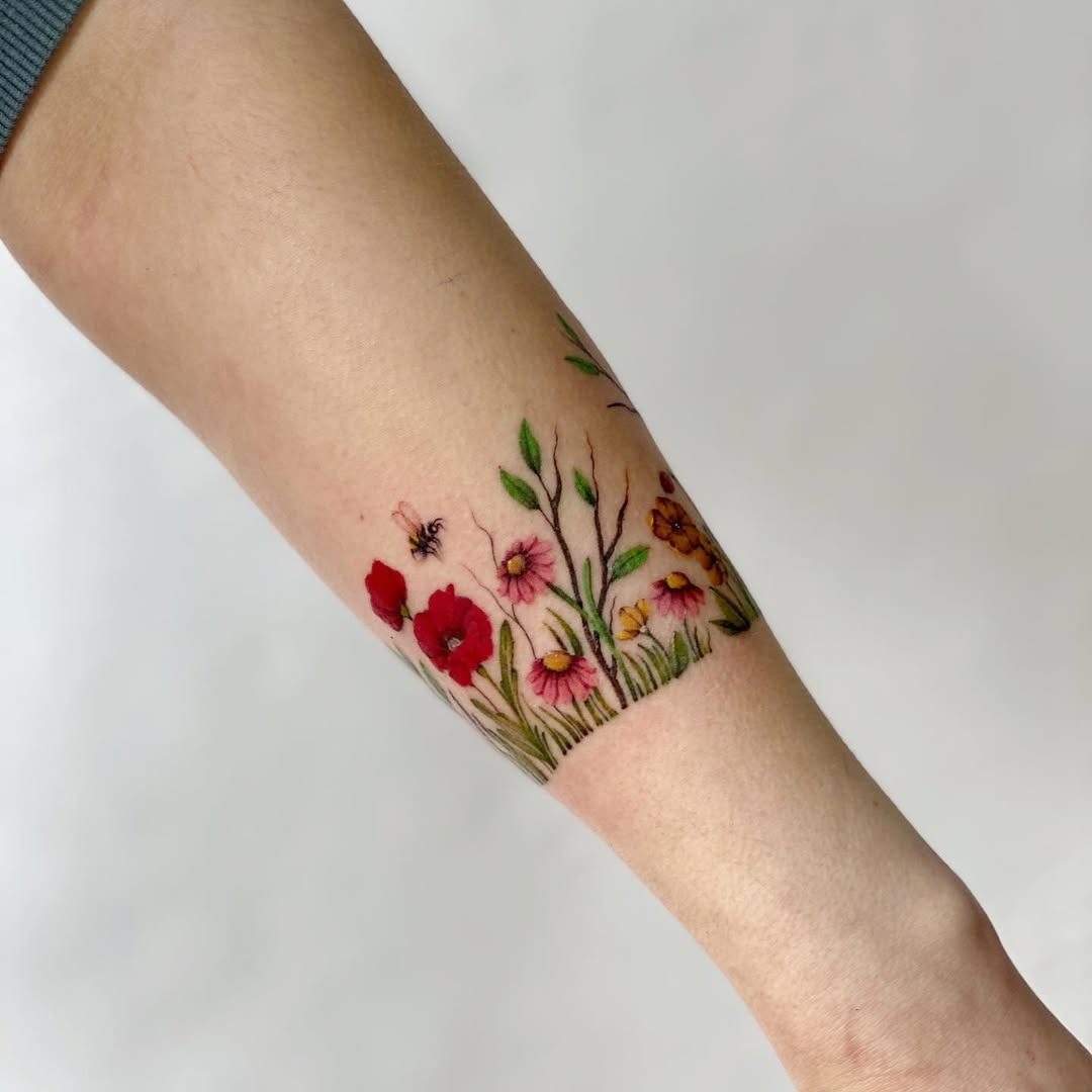 The design centers on floral bracelet with imagery that reads clearly at a glance.
