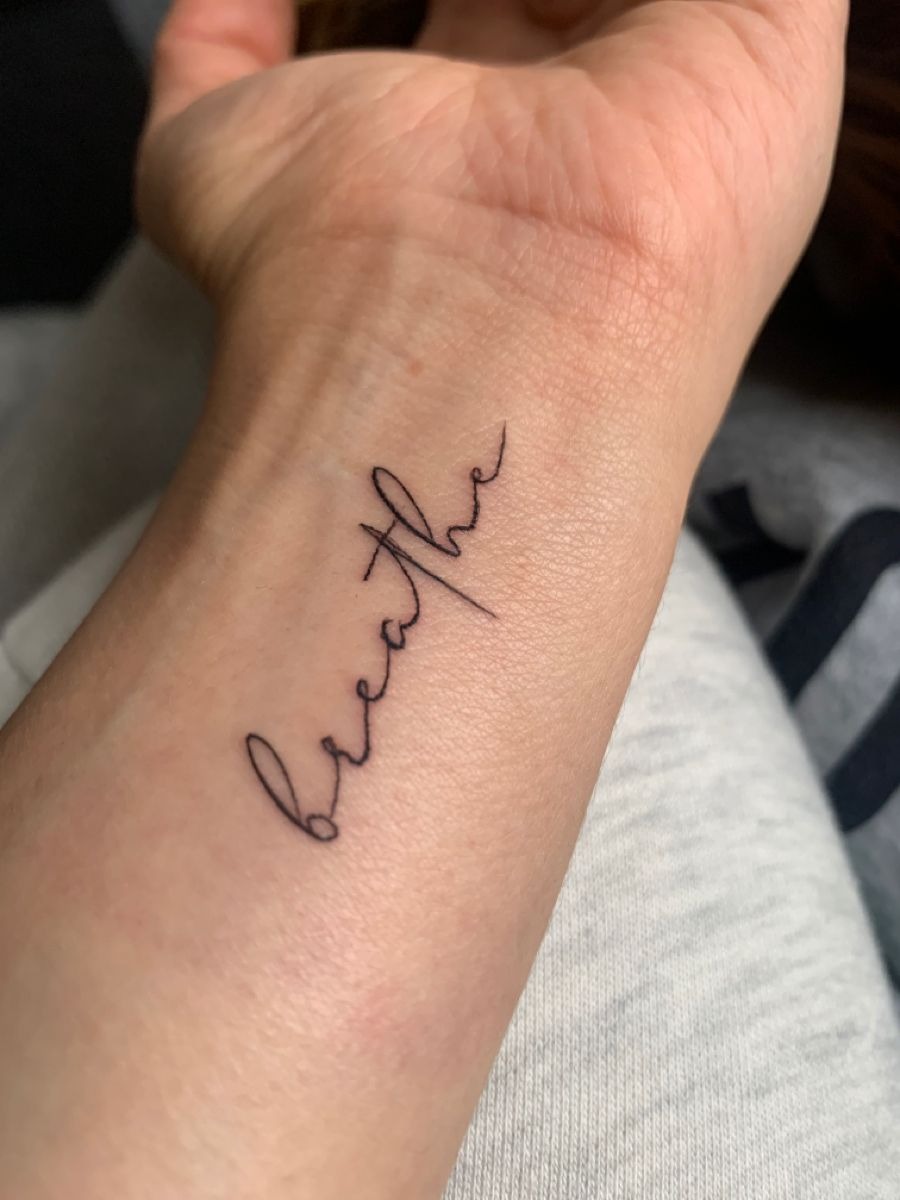 Soft Minimal Breathe Word Tattoo Tattoo Design