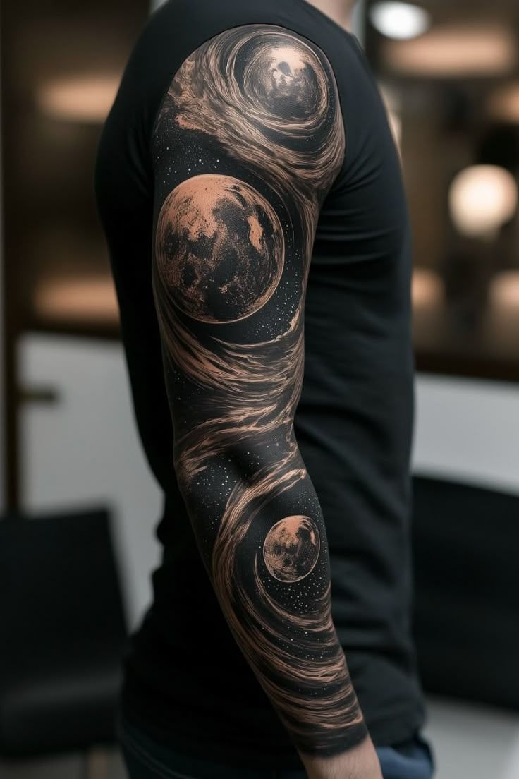 Floating Astronaut in Awe Tattoo Design