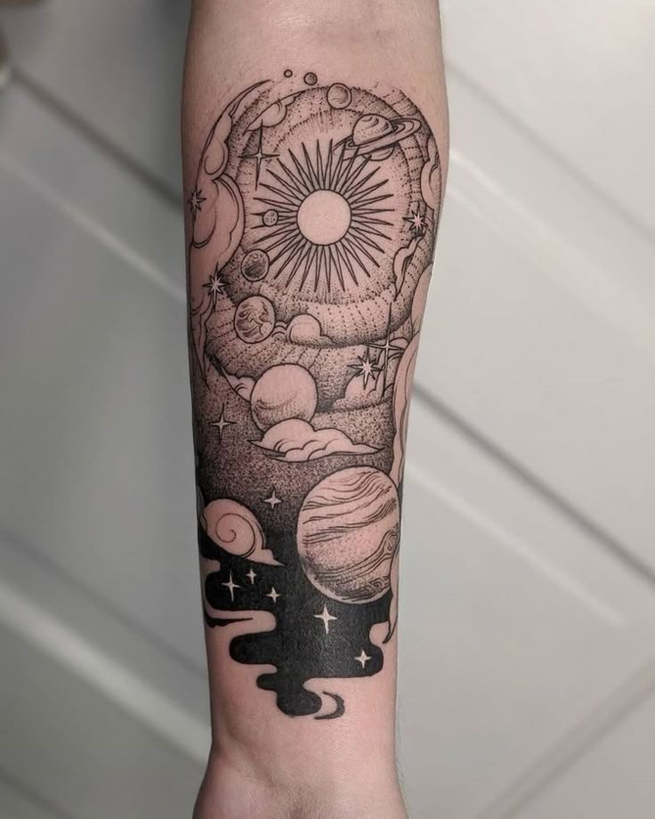 Galactic Flow with Solar Burst Tattoo Design