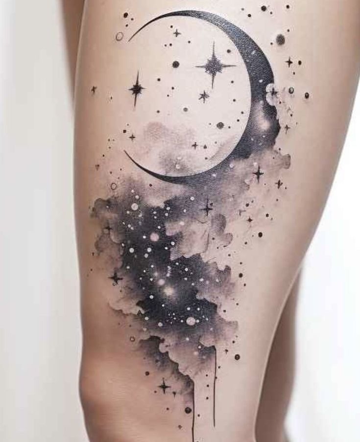 Spiral Galaxy with Astral Motion Tattoo Design