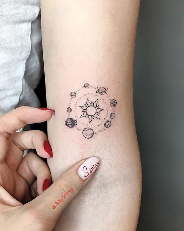 Whirling Planet Cluster Tattoo Design