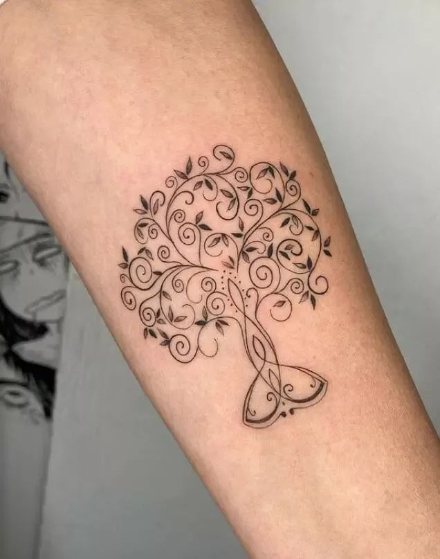 Celtic Whimsy Tree Tattoo Design