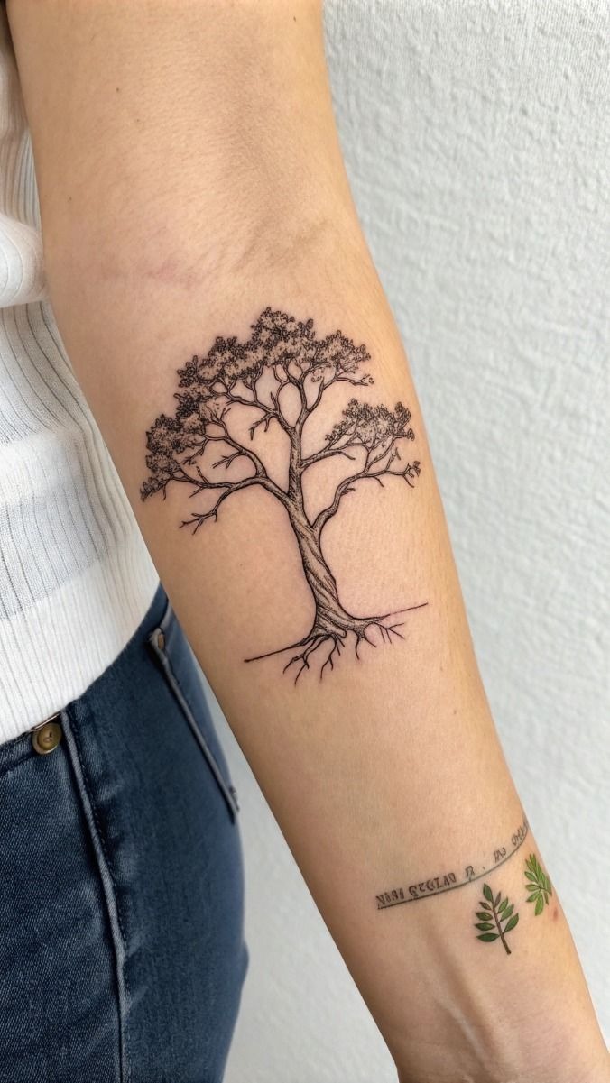 Minimalist Oak Tree Tattoo Tattoo Design