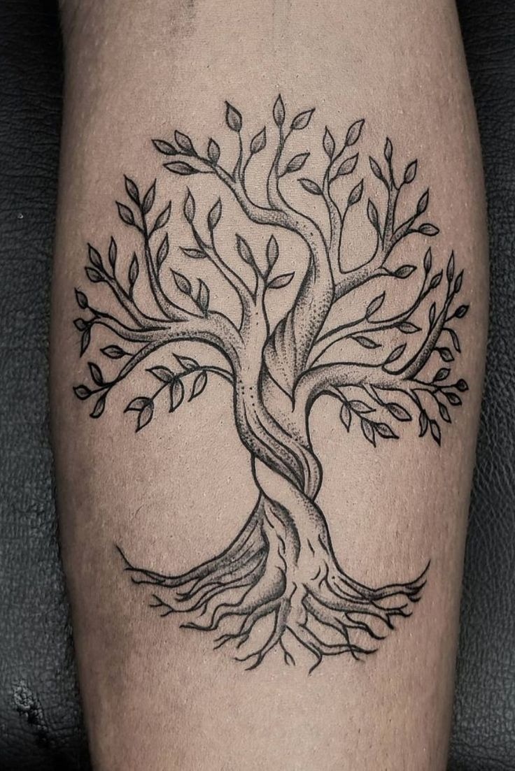 Twisted Trunk Family Tree Tattoo Design